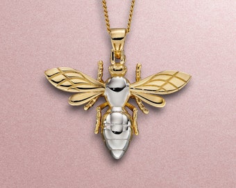 9ct Gold Bee Pendant Necklace with Optional Personalisation