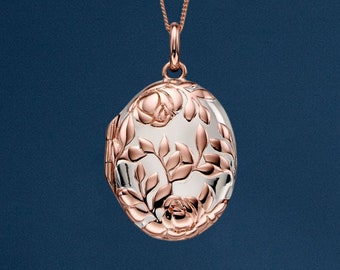 Personalised 18ct Rose Gold Plated Flower Locket