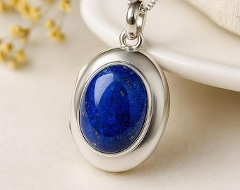 Personalised Sterling Silver Lapis Lazuli Locket