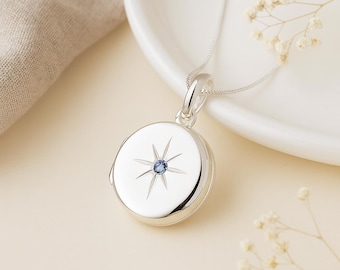 Personalised Sterling Silver December Birthstone Locket – Blue Topaz