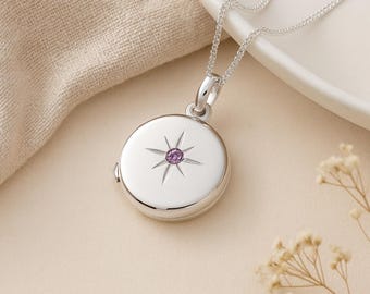 Personalised Sterling Silver June Birthstone Locket – Alexandrite