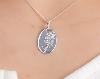 Sterling Silver February Birth Flower Necklace