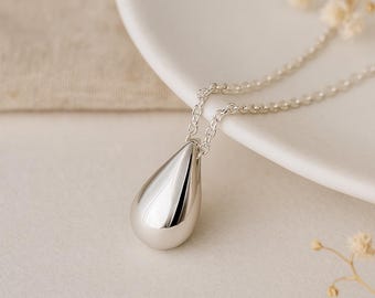 Personalised Sterling Silver Solid Teardrop Necklace
