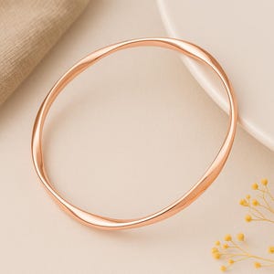 Rose Gold Plated Sterling Silver Soft Twist Hollow Slave Bangle