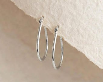 Personalised Oval Hoop Earrings in Sterling Silver