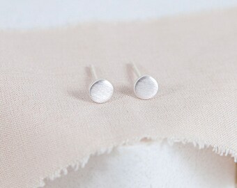 Tiny Sterling Silver Disc Stud Earrings