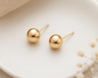 9ct Yellow Gold Ball Stud Earrings – 4mm, Solid Gold, Everyday Jewellery
