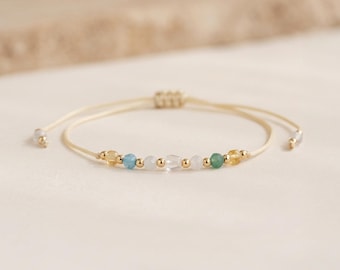 Personalised Aries Zodiac Gemstone Bead Bracelet With Gold Plating
