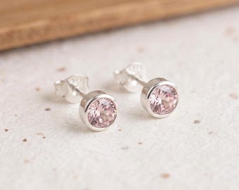 June Alexandrite Birthstone Stud Earrings In Sterling Silver