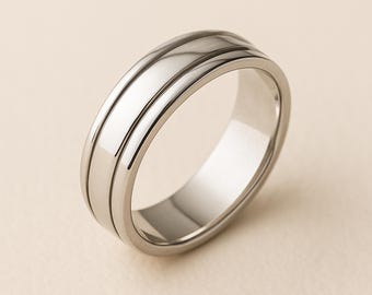 Personalised Slim Silver Spinner Ring - Men / Women / Unisex