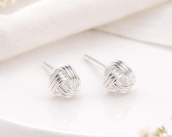 Sterling Silver Micro Love Knot Stud Earrings – 3mm