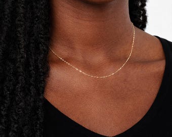 Solid 9ct Gold Light Trace Chain Necklace – 16in to 20in