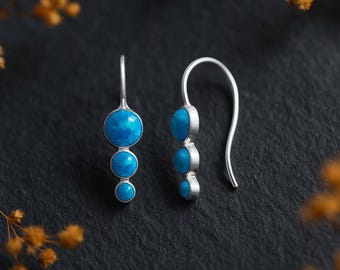 Sterling Silver Blue Opal Trio Drop Earrings