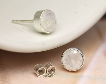 Sterling Silver Moonstone Stud Earrings