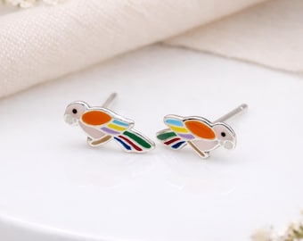 Sterling Silver Parrot Stud Earrings – 10mm X 5mm