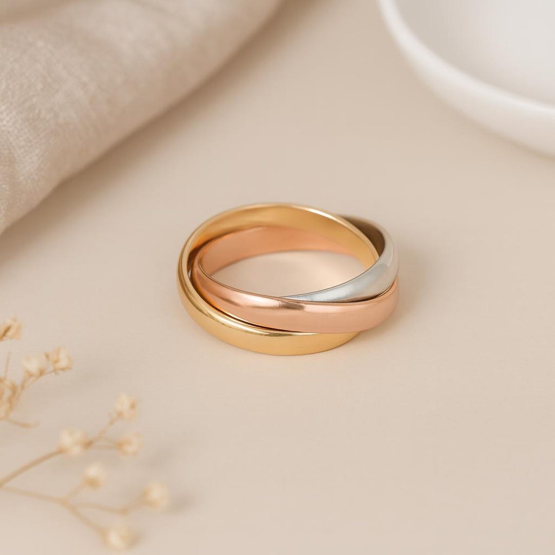 Anillo de bodas ruso enrollable • Anillo entrelazado de bandas