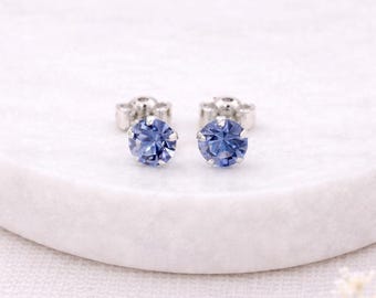 Sterling Silver March Birthstone Micro Stud Earrings – 4mm