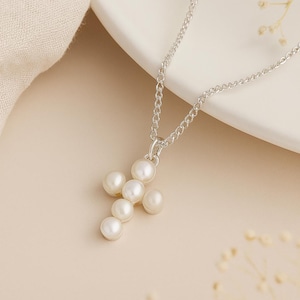 Freshwater Pearl Cross Necklace: Sterling Silver Christian Jewelry
