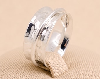 Personalised Sterling Silver Single Wide Spinner Ring