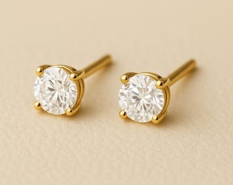 Solid 9ct Gold April Cubic Zirconia Birthstone Stud Earrings