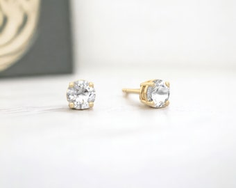 Mini 9ct Gold April Birthstone Stud Earrings