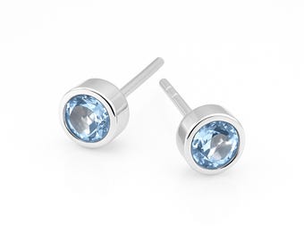 Sterling Silver December Birthstone Stud Earrings – 5mm