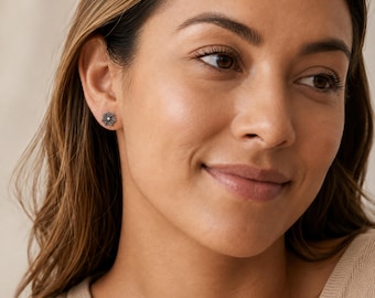 Spider Web Stud Earrings In Black Sterling Silver