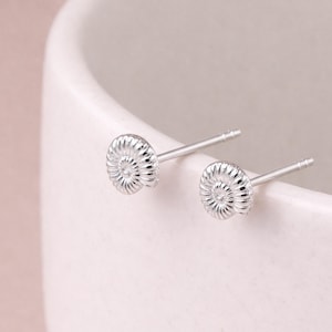 Sterling Silver Ammonite Fossil Stud Earrings – 6mm