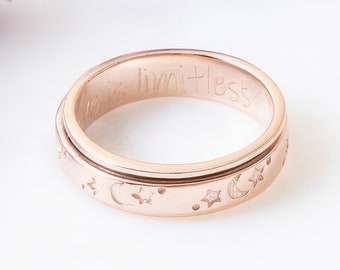 Personalised 18ct Rose Gold Plated Galaxy Spinner Ring