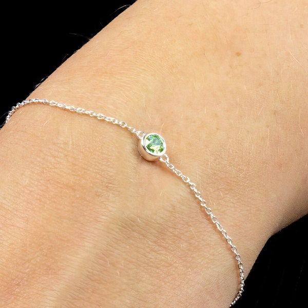 Sterling Silver August Birthstone Bracelet