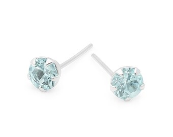Sterling Silver March Birthstone Micro Stud Earrings – 3mm