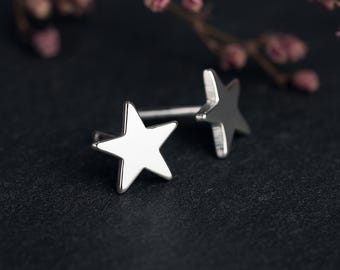 Silver Plated Star Stud Earrings