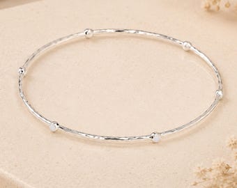 Sterling Silver White Opal Bangle