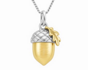 Personalised Sterling Silver and Gold Acorn Pendant Necklace