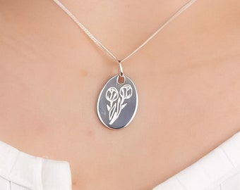 Sterling Silver March Birth Flower Necklace