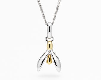 Personalised Sterling Silver Snowdrop Pendant Necklace: January Birth Flower