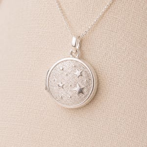 Personalised Sterling Silver Galaxy Star Locket Necklace With Photos