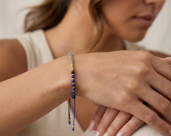 Personalised Lapis Lazuli and Labradorite Intuition Bracelet With Gold Plating