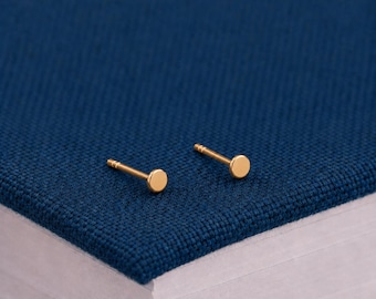3.5mm Gold Plated Sterling Silver Disc Stud Earrings