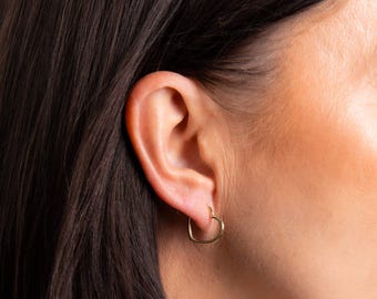 Gold Heart Hoop Earrings • 18ct Gold-Plated Sterling Silver • 22mm x 24mm Hoops • Open Heart Earrings • Romantic Gift for Her •