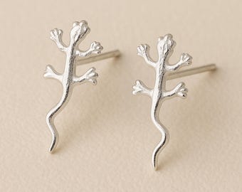 Sterling Silver Gecko Stud Earrings