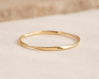 Soft Twist Bangle Bracelet in Gold Plated Sterling Silver