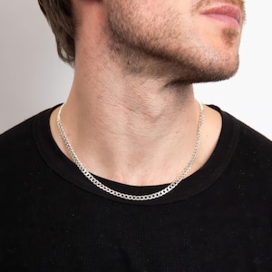Herren Sterling Silber Flache Panzerkette Halskette