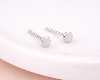 Micro Sterling Silver Disc Stud Earrings – 3mm
