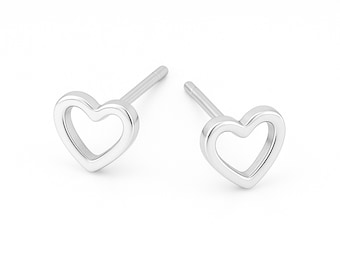 Sterling Silver Cut Out Micro Heart Stud Earrings – 4mm
