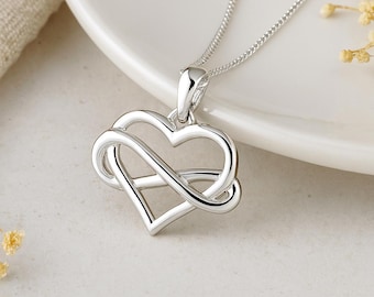 Personalised Sterling Silver Infinity Heart Necklace