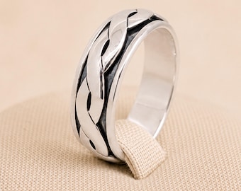 Personalised Sterling Silver Twisted Celtic Braid Spinner Ring