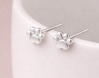 Sterling Silver Paw Print Stud Earrings – 5mm