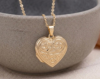 Love You Always hartvormige fotohanger met medaillon, vervaardigd uit massief 9-karaats goud.