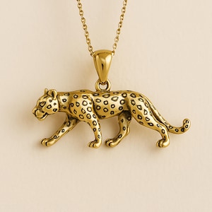 Mens Personalised Gold Plated Sterling Silver Tiger Necklace